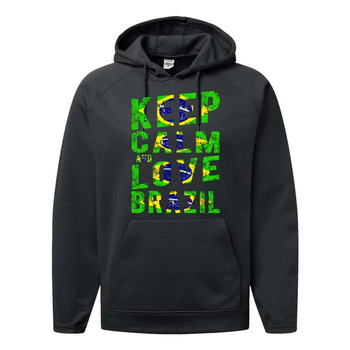 Keep Calm and Love Brazil Performance Fleece Hoodie