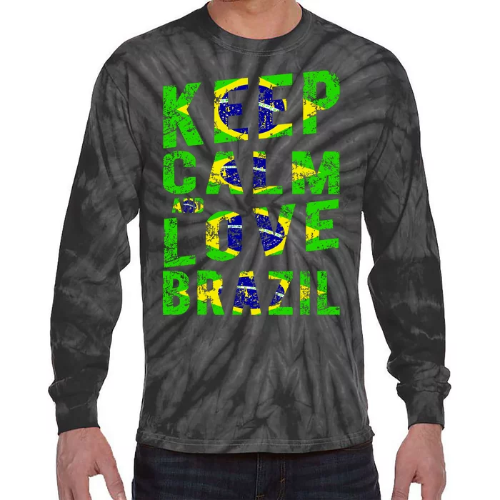 Keep Calm and Love Brazil Tie-Dye Long Sleeve Shirt