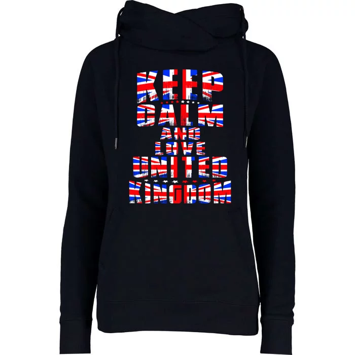 Keep Calm and Love United Kingdom Womens Funnel Neck Pullover Hood