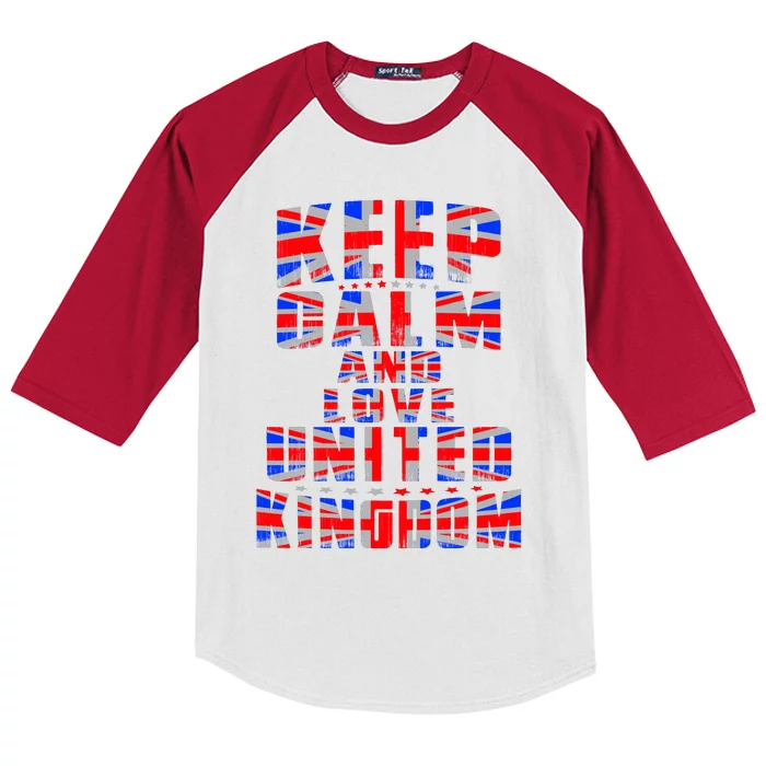 Keep Calm and Love United Kingdom Kids Colorblock Raglan Jersey