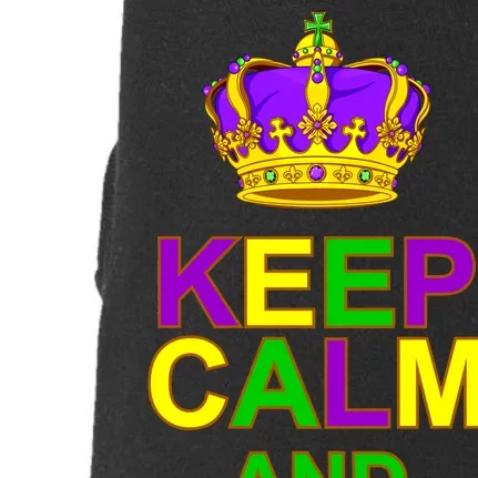 Keep Calm and Mardi Gras Crown New Orleans Doggie 3-End Fleece Hoodie