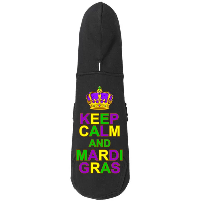 Keep Calm and Mardi Gras Crown New Orleans Doggie 3-End Fleece Hoodie