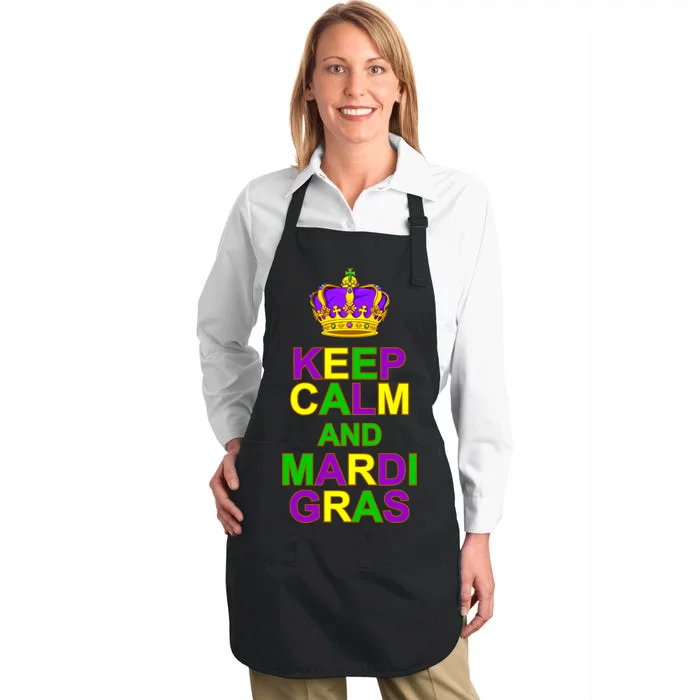 Keep Calm and Mardi Gras Crown New Orleans Full-Length Apron With Pocket