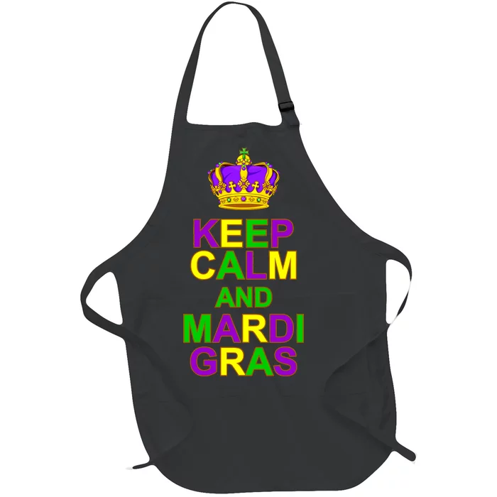 Keep Calm and Mardi Gras Crown New Orleans Full-Length Apron With Pocket