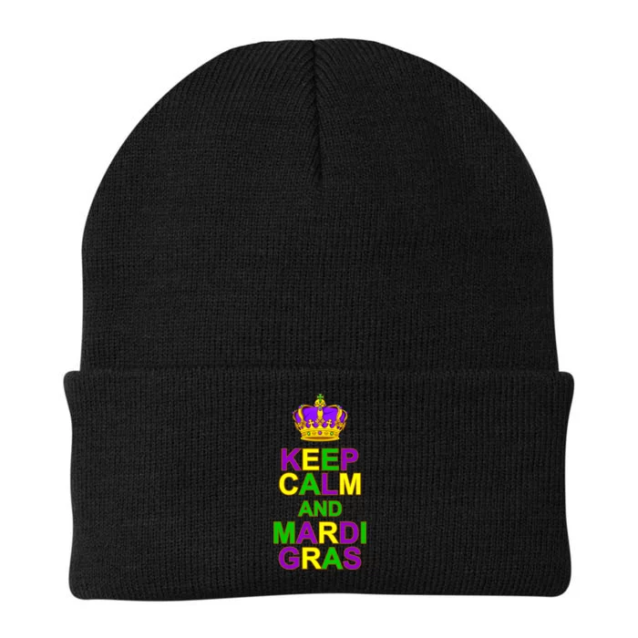 Keep Calm and Mardi Gras Crown New Orleans Knit Cap Winter Beanie