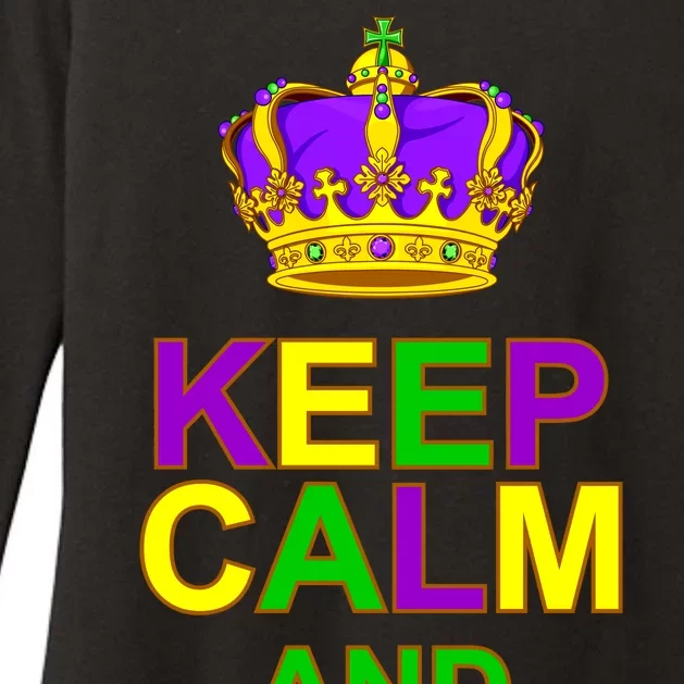 Keep Calm and Mardi Gras Crown New Orleans Womens CVC Long Sleeve Shirt