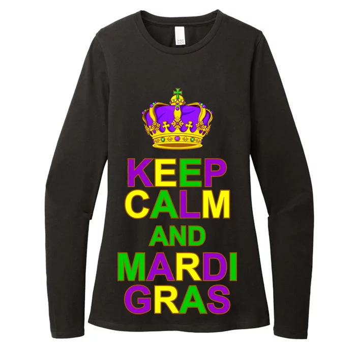 Keep Calm and Mardi Gras Crown New Orleans Womens CVC Long Sleeve Shirt