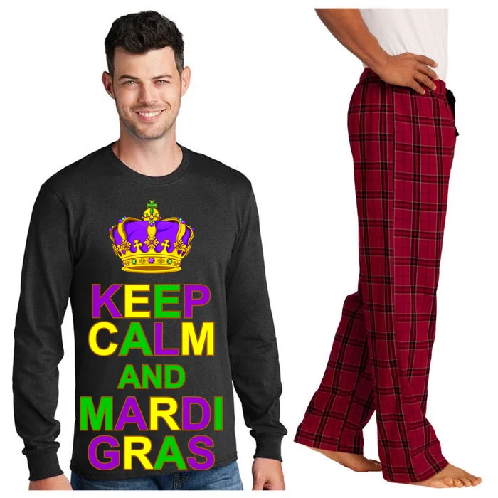 Keep Calm and Mardi Gras Crown New Orleans Long Sleeve Pajama Set