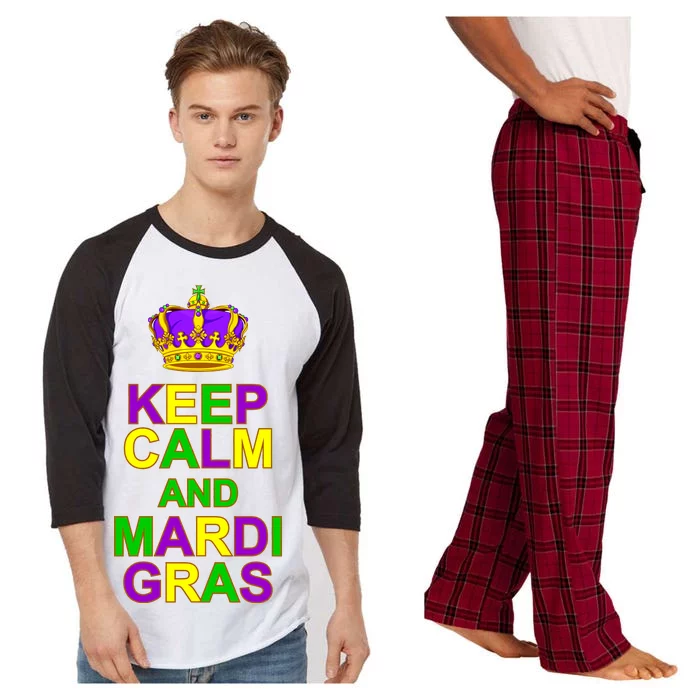 Keep Calm and Mardi Gras Crown New Orleans Raglan Sleeve Pajama Set