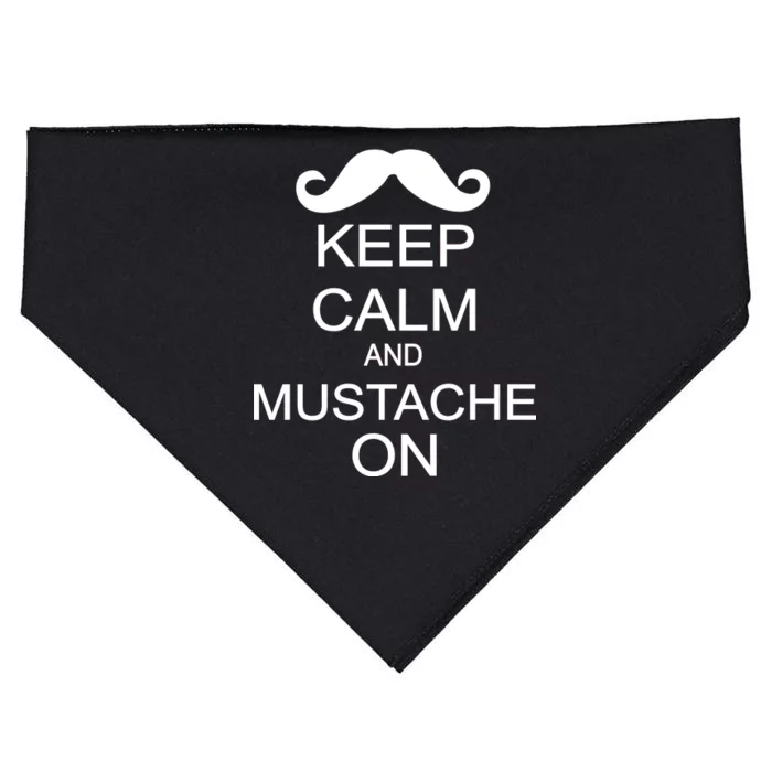 Keep Calm And Mustache On USA-Made Doggie Bandana