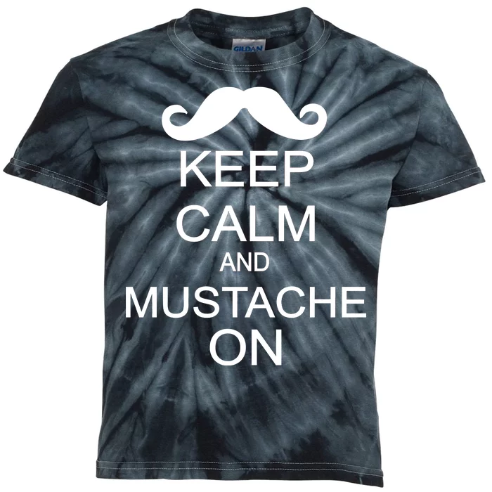 Keep Calm And Mustache On Kids Tie-Dye T-Shirt