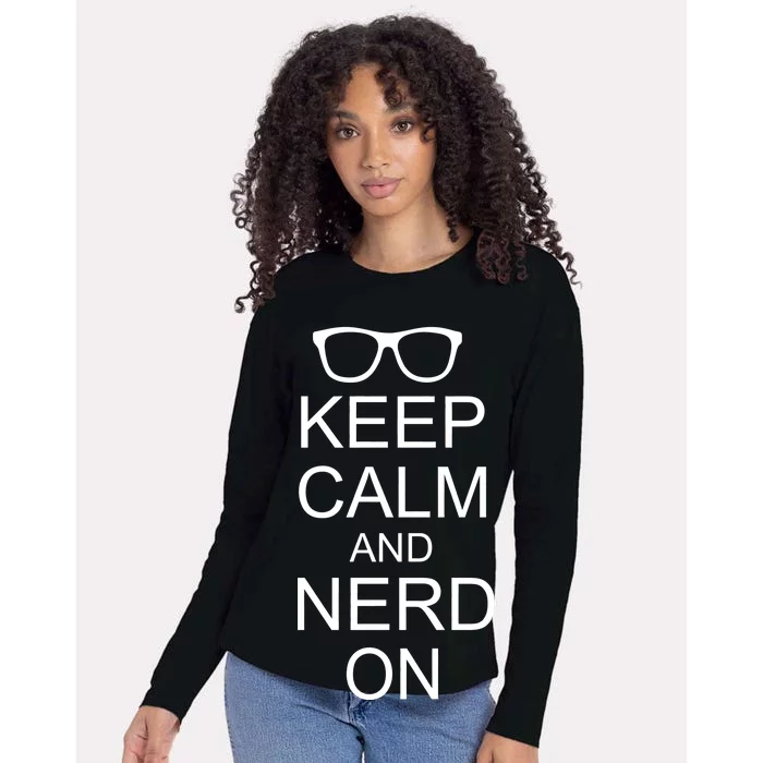 Keep Calm and Nerd On Womens Cotton Relaxed Long Sleeve T-Shirt