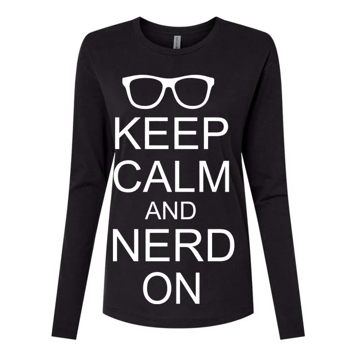 Keep Calm and Nerd On Womens Cotton Relaxed Long Sleeve T-Shirt