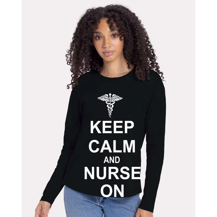 Keep Calm And Nurse On Womens Cotton Relaxed Long Sleeve T-Shirt