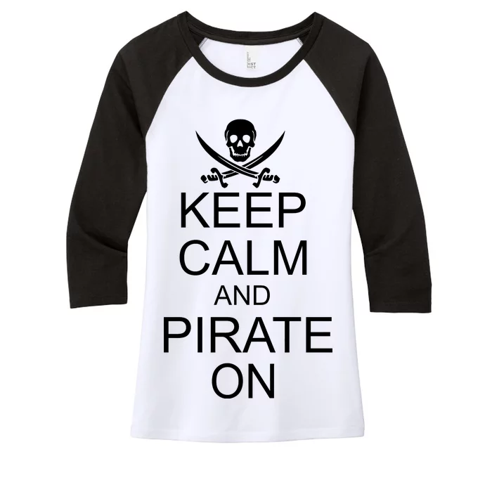 Keep Calm and Pirate On Women's Tri-Blend 3/4-Sleeve Raglan Shirt