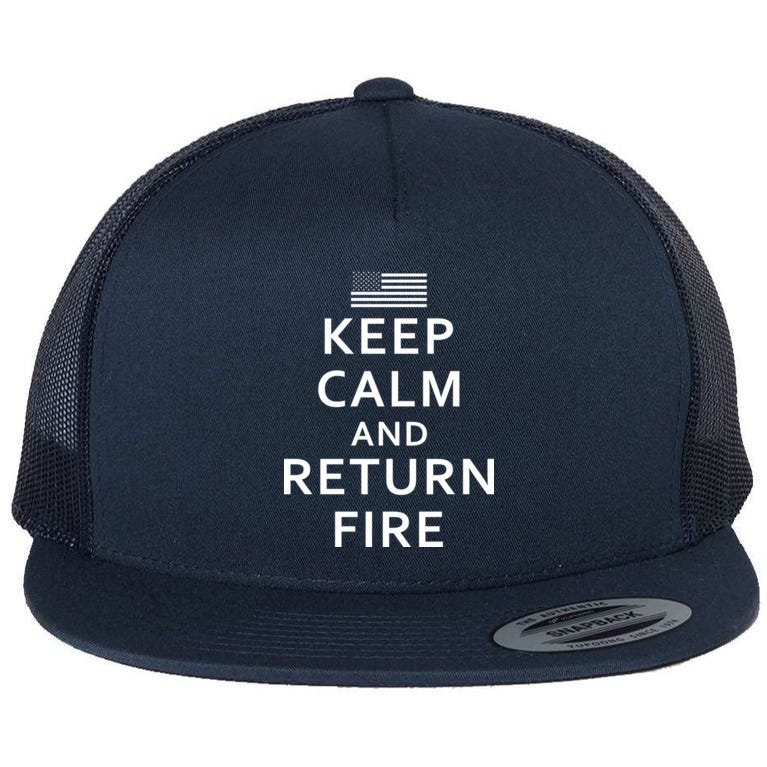 Keep Calm and Return Fire 2nd Amendment Flat Bill Trucker Hat