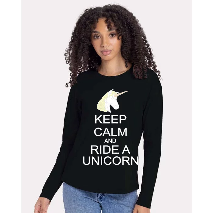 Keep Calm and Ride A Unicorn Womens Cotton Relaxed Long Sleeve T-Shirt