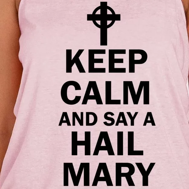 Keep Calm And Say A Hail Mary Women's Knotted Racerback Tank