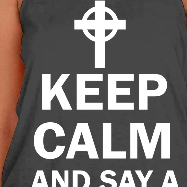 Keep Calm And Say A Hail Mary Religion Women's Knotted Racerback Tank