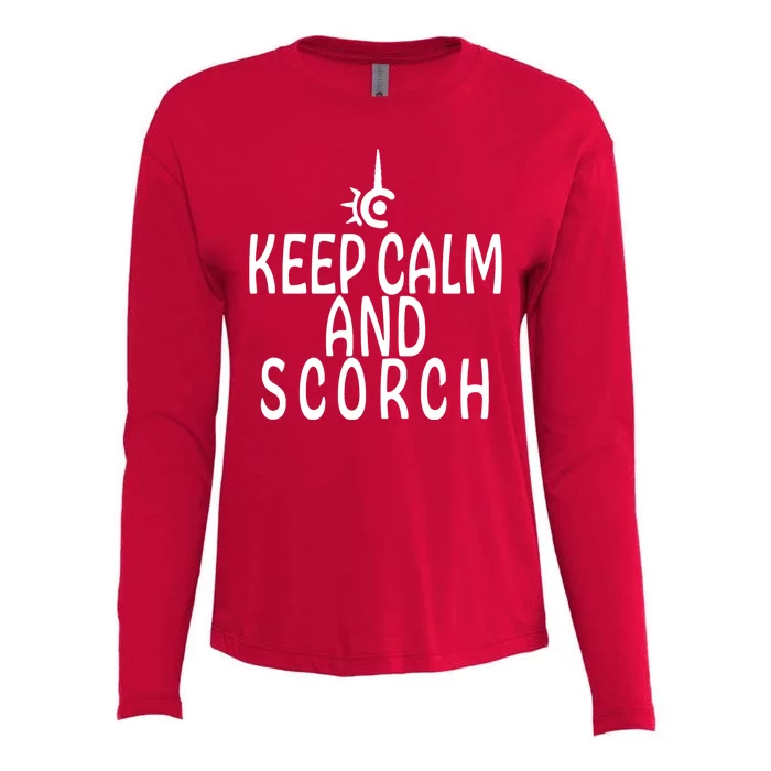 Keep Calm And Scorch FF14 Red Mage Womens Cotton Relaxed Long Sleeve T-Shirt