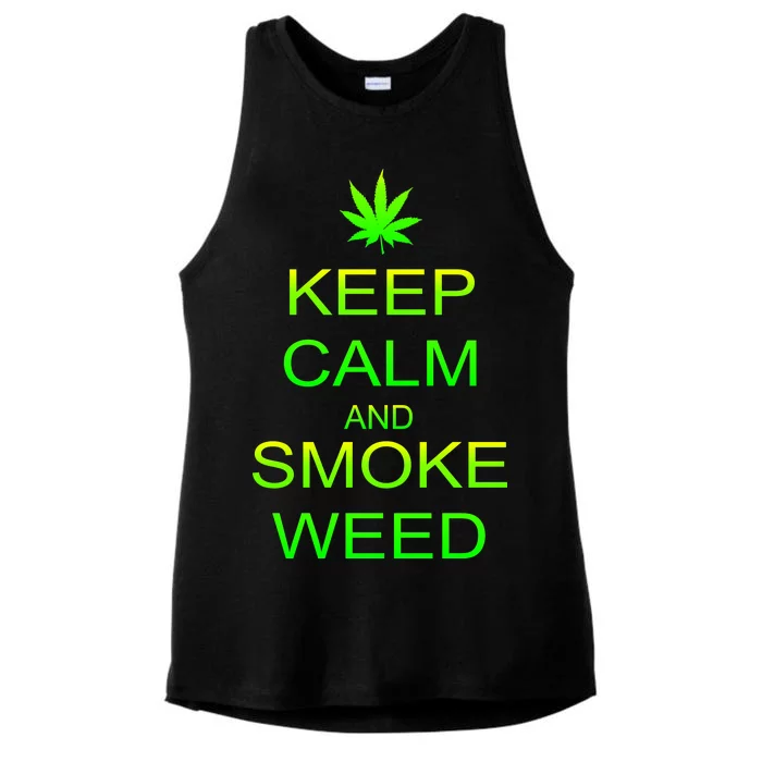 Keep Calm And Smoke Weed Ladies Tri-Blend Wicking Tank