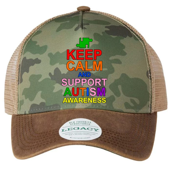 Keep Calm And Support Autism Awareness Legacy Tie Dye Trucker Hat