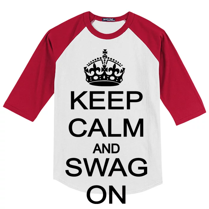 Keep Calm And Swag On Kids Colorblock Raglan Jersey