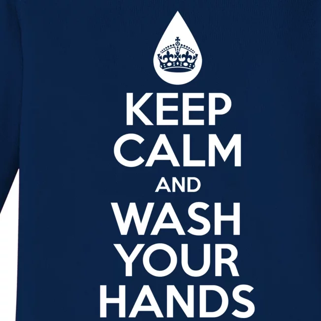 Keep Calm And Wash Your Hands Funny Virus Baby Long Sleeve Bodysuit