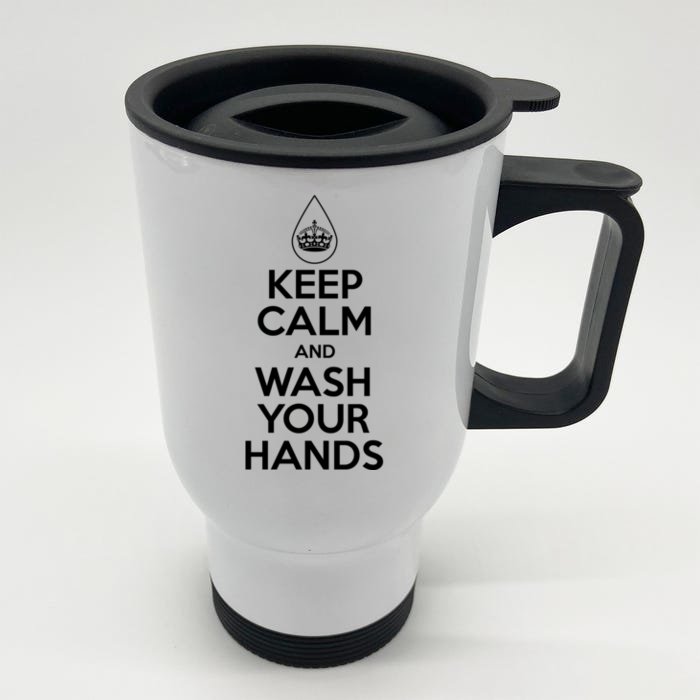 Keep Calm And Wash Your Hands Funny Virus Front & Back Stainless Steel Travel Mug