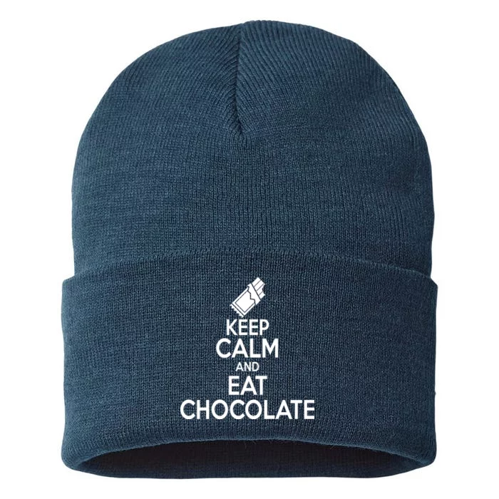 Keep Calm At Eat Chocolate Sustainable Knit Beanie