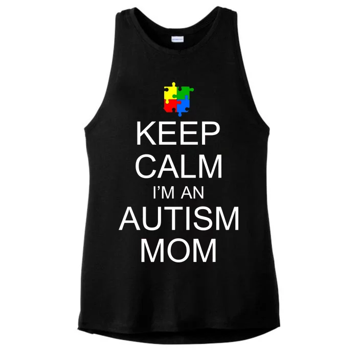 Keep Calm Autism Mom Awareness Ladies Tri-Blend Wicking Tank