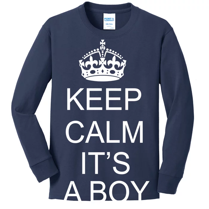 Keep Calm It's A Boy Kids Long Sleeve Shirt