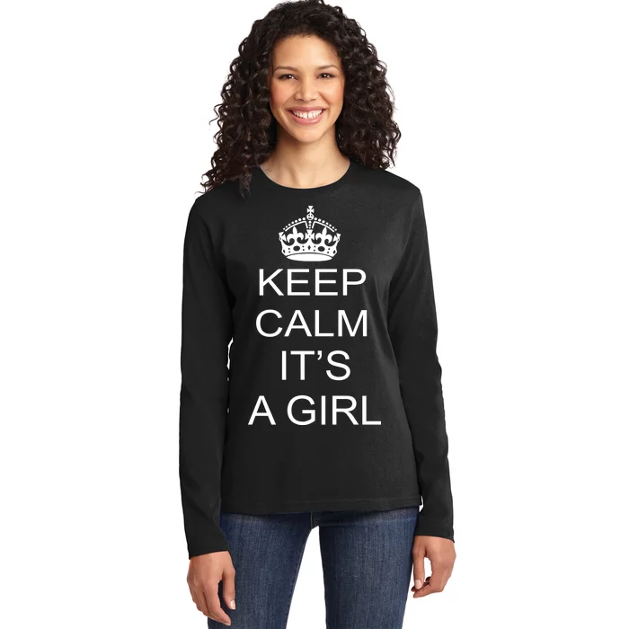 Keep Calm It's A Girl Ladies Long Sleeve Shirt