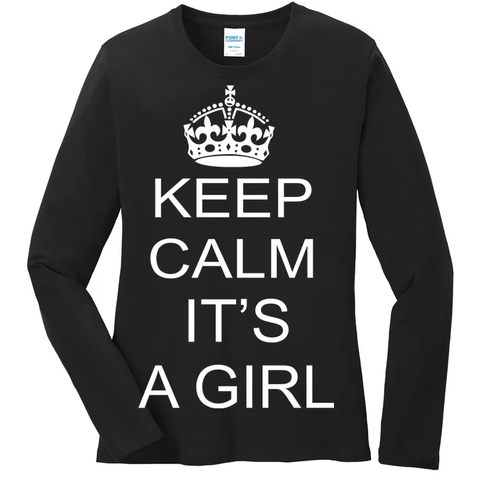 Keep Calm It's A Girl Ladies Long Sleeve Shirt