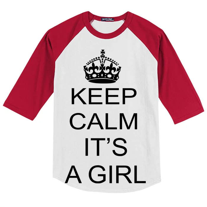 Keep Calm It's A Girl Kids Colorblock Raglan Jersey