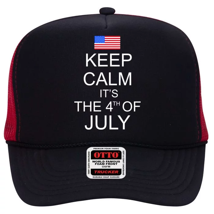 Keep Calm It's The 4th of July USA Flag High Crown Mesh Trucker Hat