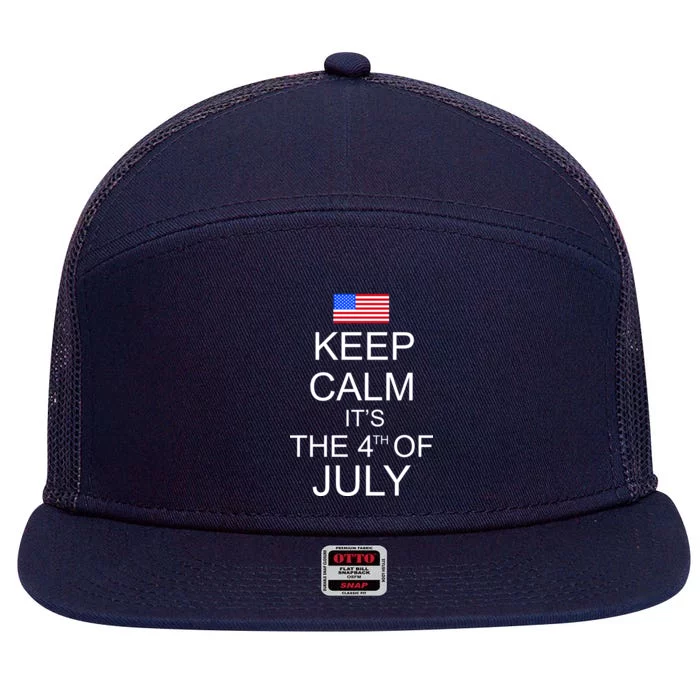 Keep Calm It's The 4th of July USA Flag 7 Panel Mesh Trucker Snapback Hat