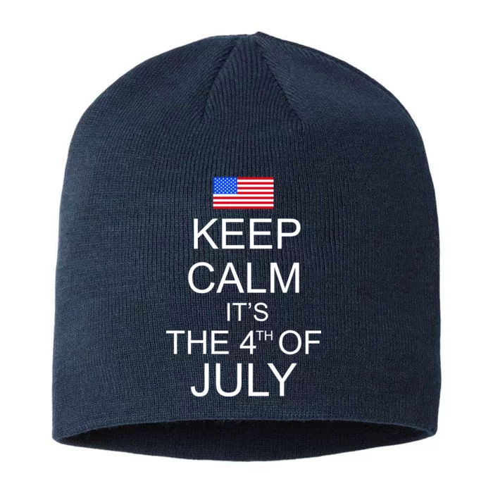 Keep Calm It's The 4th of July USA Flag 8 1/2in Sustainable Knit Beanie