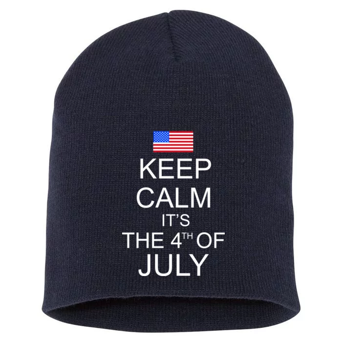 Keep Calm It's The 4th of July USA Flag Short Acrylic Beanie