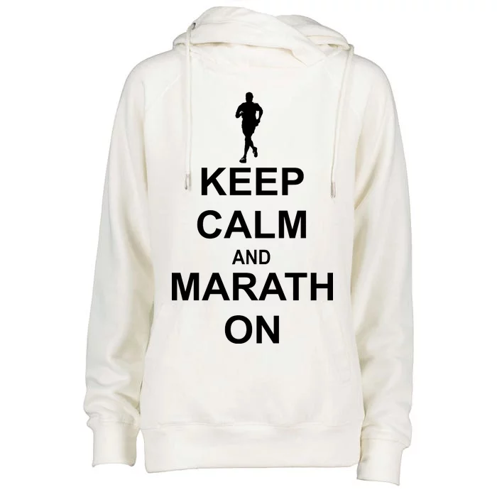 Keep Calm Marathon On Womens Funnel Neck Pullover Hood