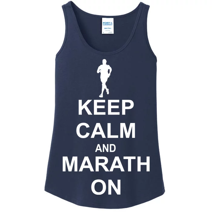 Keep Calm Marathon On Ladies Essential Tank