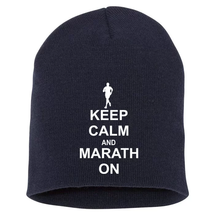 Keep Calm Marathon On Short Acrylic Beanie