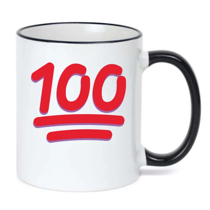 Keep It 100 One Hundred Emoji Black Color Changing Mug