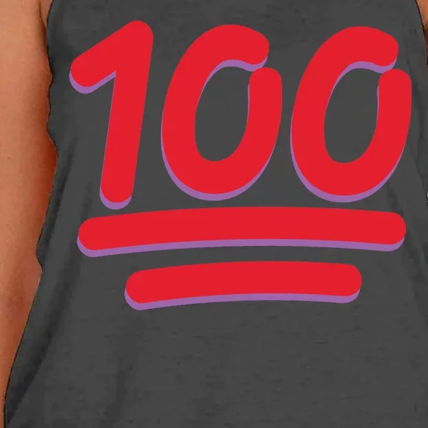 Keep It 100 One Hundred Emoji Women's Knotted Racerback Tank