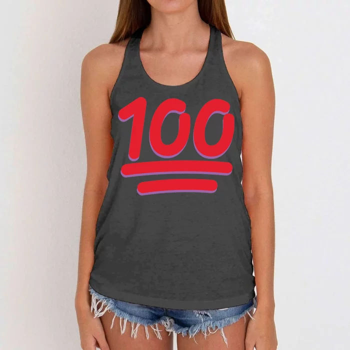 Keep It 100 One Hundred Emoji Women's Knotted Racerback Tank