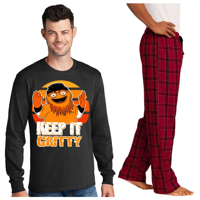 Keep It Gritty Retro Hockey Mascot Long Sleeve Pajama Set