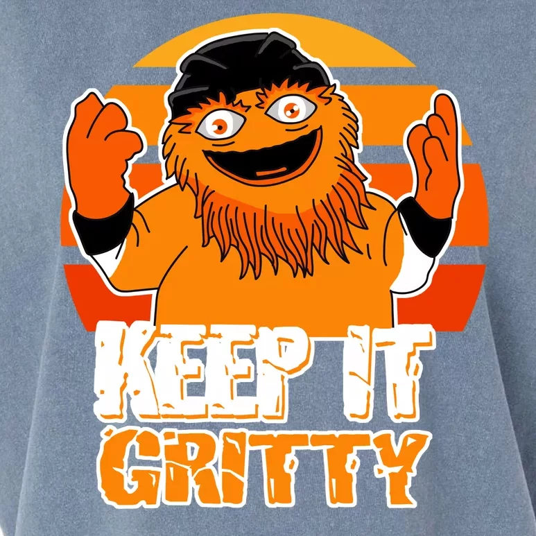 Keep It Gritty Retro Hockey Mascot Garment-Dyed Women's Muscle Tee