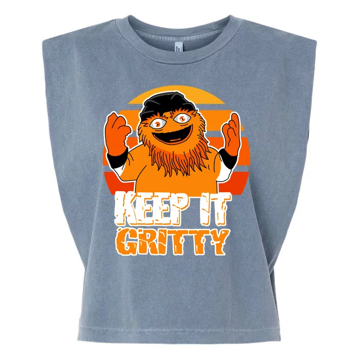 Keep It Gritty Retro Hockey Mascot Garment-Dyed Women's Muscle Tee