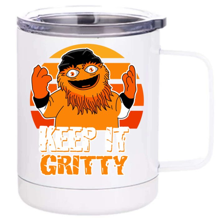 Keep It Gritty Retro Hockey Mascot Front & Back 12oz Stainless Steel Tumbler Cup