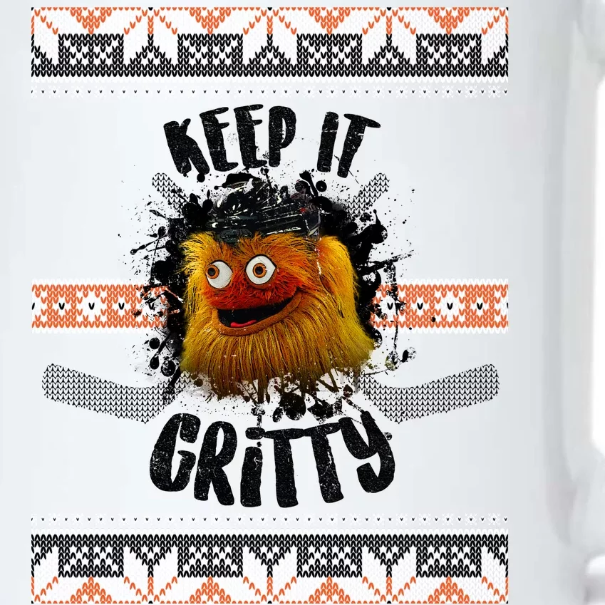 Keep It Gritty Ugly Christmas Sweater Black Color Changing Mug